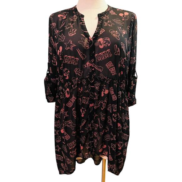 Torrid Disney Mickey Mouse & Friends Lexie Chiffon Hi-Lo Babydoll‎ Tunic Top 3X - Picture 1 of 5